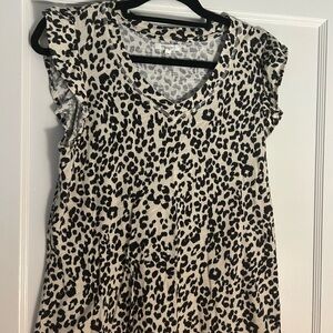 Maurices Black and Cream Animal Print V-Neck Blouse